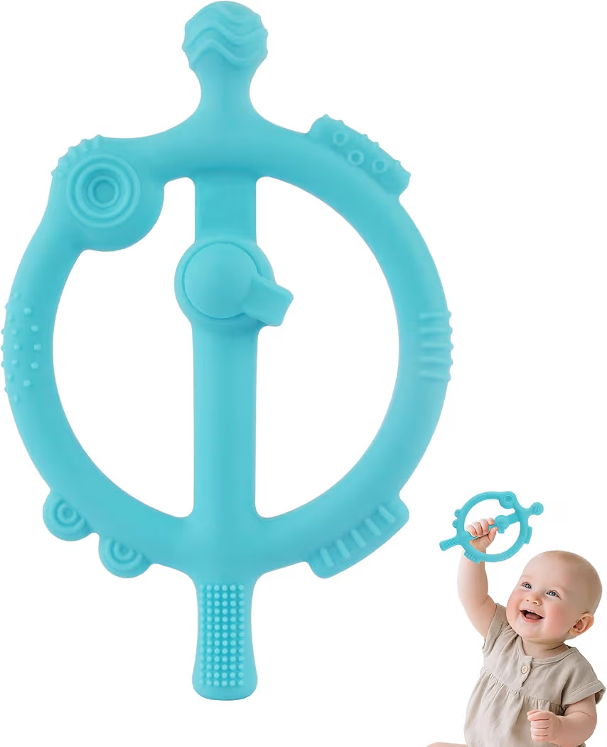 Chuya Baby Teething Ring Sticks with Easy-Hold Chew Toys Silicone Baby Teether Toy Sore Gums Teet... | Amazon (US)