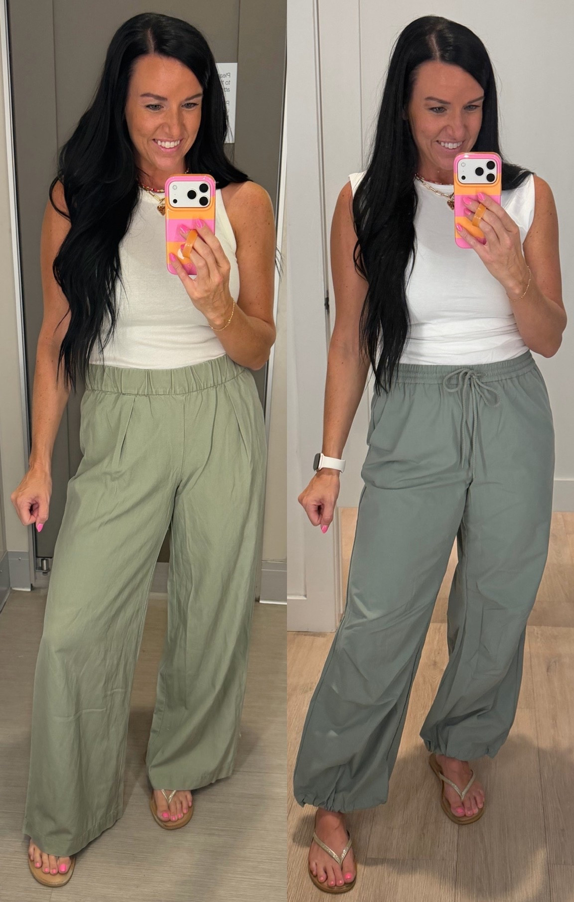 Olive green pants, perfect and lightweight for casual teachers heading back to school! 😍 (The wide leg pants also come in tan, and the balloon pants also come in black! Both fit true to size, I’m in a S in each.)

#LTKootd
