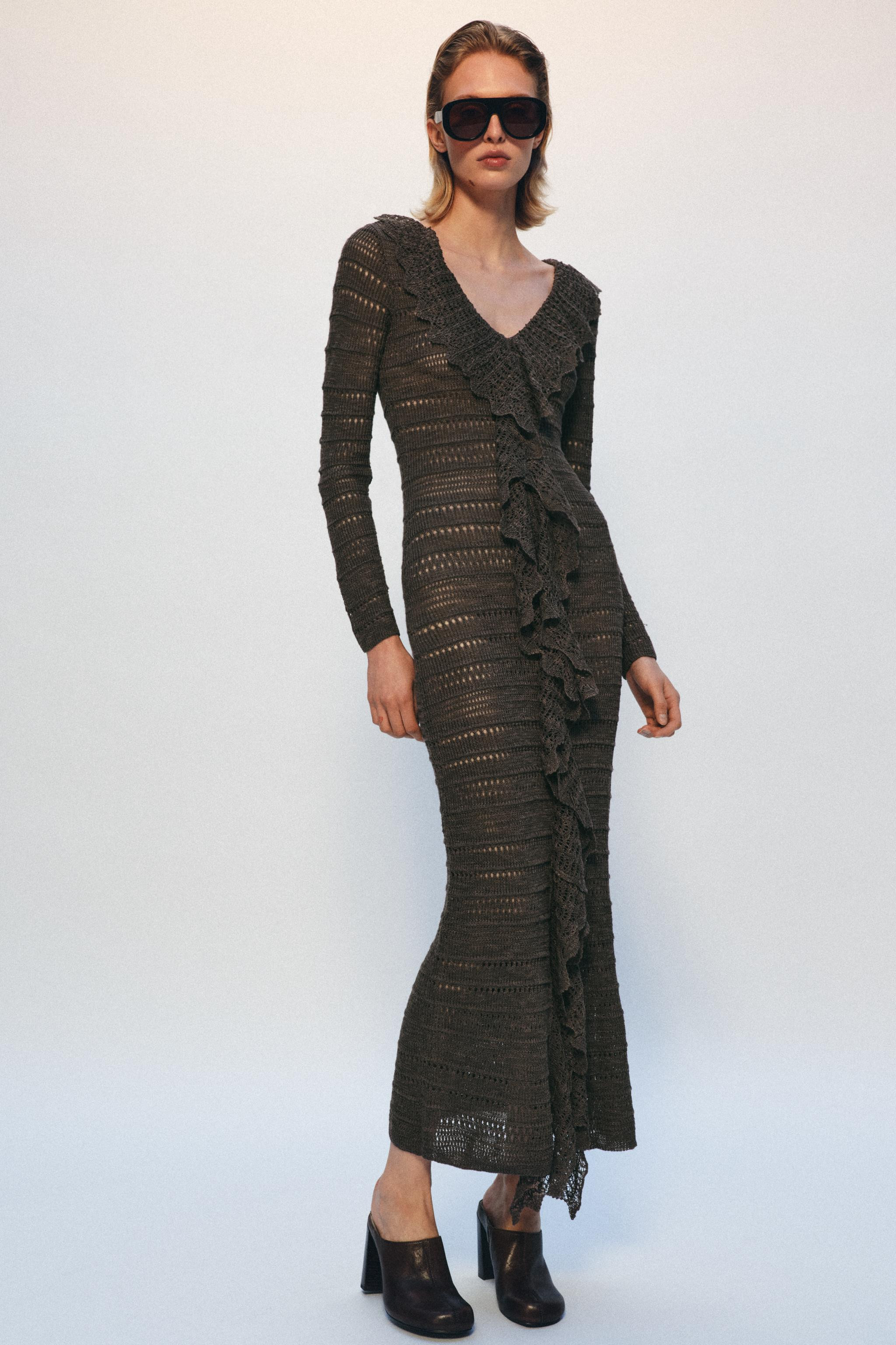 POINTELLE KNIT DRESS WITH RUFFLES | Zara UK