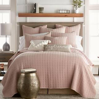 Mills Waffle Blush 3-Piece Solid Cotton Full/Queen Quilt Set | The Home Depot