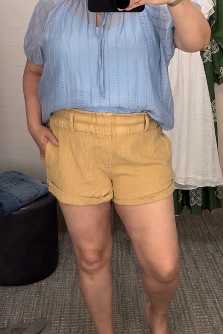 Part of my Nordstrom in store try on. I needed to size down in this gauze puff sleeve top (tried on an XL) and I needed to size up in these Free People shorts (these are a large)!

#LTKMidsize #LTKFindsUnder100 #LTKOver40