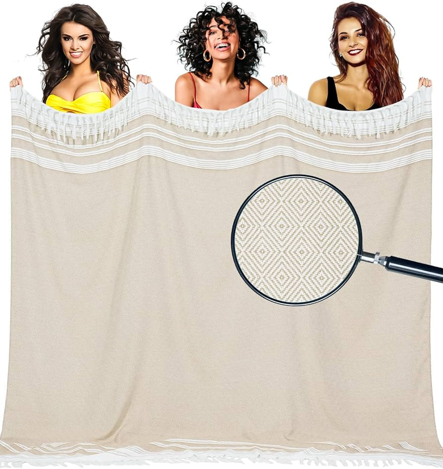 Amazon.com: Yongoes Oversized Turkish Beach Towel Blanket Cotton Giant XL Sandproof Towels Huge L... | Amazon (US)