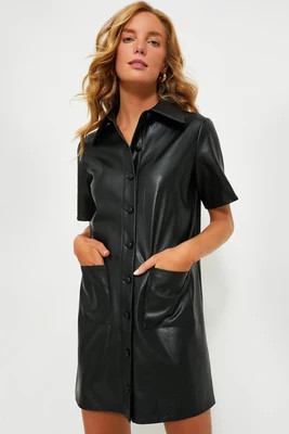 Black Leather Violetta Shirt Dress | Tuckernuck (US)
