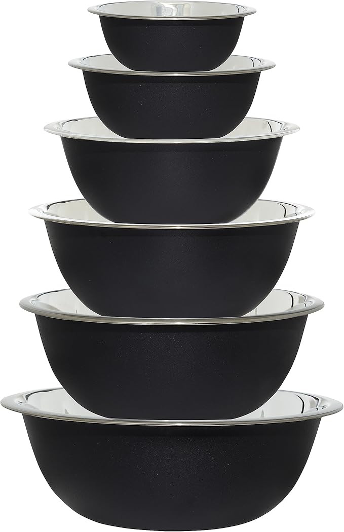 COOK WITH COLOR Stainless Steel Mixing Bowls - 6 Piece Stainless Steel Nesting Bowls Set includes... | Amazon (US)