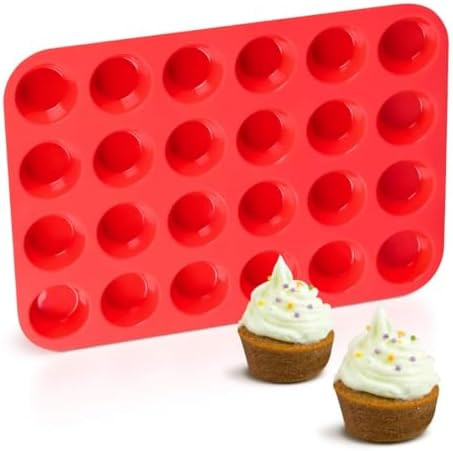 CAKETIME Silicone Muffin Pan Mini 24 Cups Cupcake Pan, Nonstick Food Grade Silicone Baking Pan 1 ... | Amazon (US)