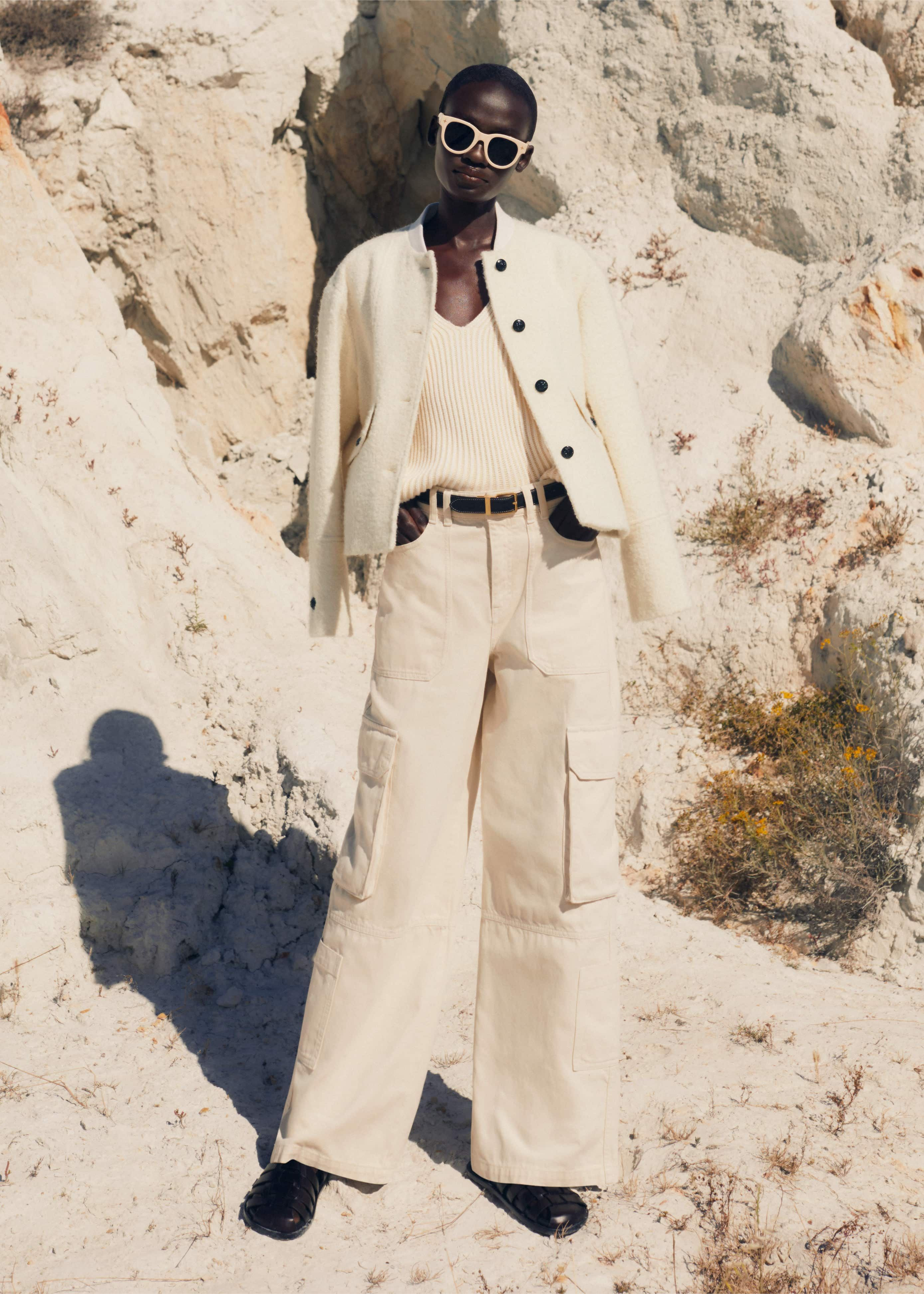 Women's Ecru Denim Baggy Cargo Jean | ME+EM | ME+EM Global (Excluding US)