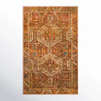 Mags Machine Washable Oriental Brick Red/ Red Area Rug | Wayfair North America