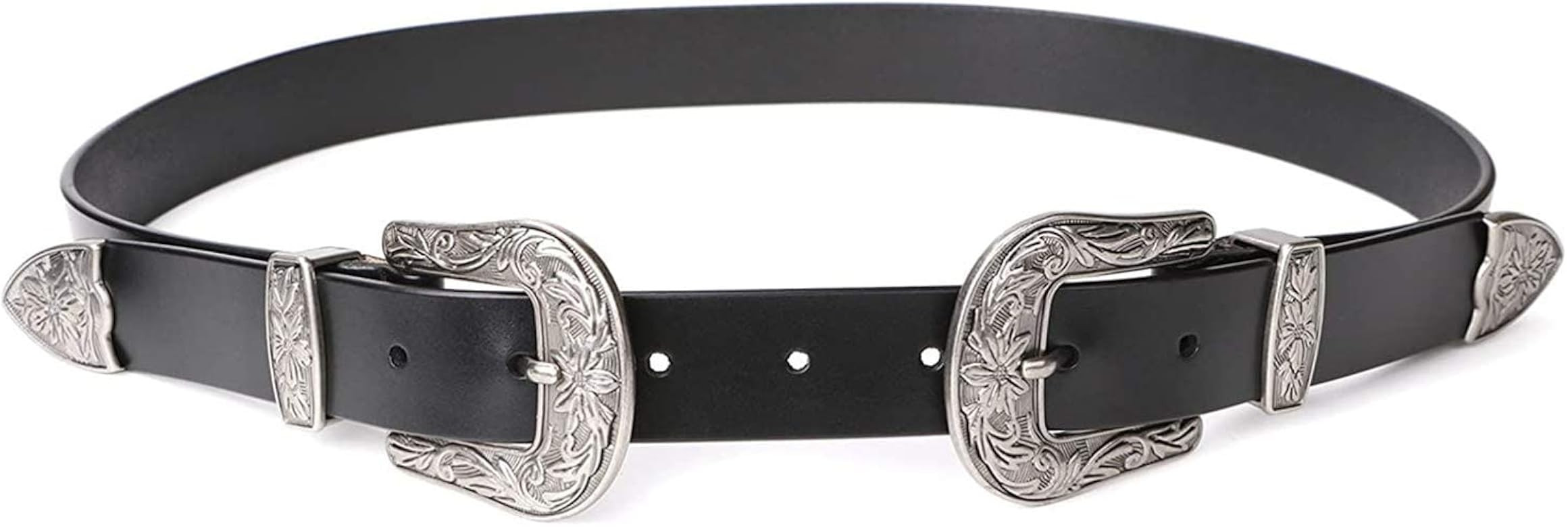 JASGOOD Women Leather Belts Ladies Vintage Western Design Black Waist Belt for Pants Jeans Dresse... | Amazon (US)