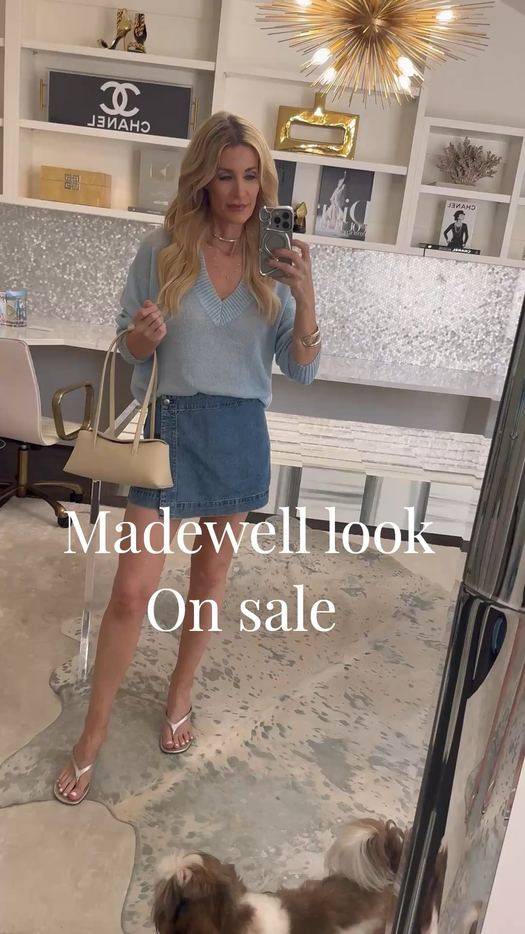 Coffee date outfit of the day ☕️💙 This lightweight linen-blend sweater is so good for summer — breathable, comfy, and I’m obsessed with this gorgeous baby blue shade. The relaxed V-neck fit makes it perfect for those cool mornings or nights out. Paired it with this denim skort, which is equal parts chic and comfortable. Such an easy outfit that looks put together without trying too hard. Both pieces run true to size — wearing an XS in the sweater and skort. ✨ 

 

#LTKdayinmylife #LTKootd #LTKxMadewell #LTKxMadewell #LTKSeasonal #LTKOver40

#LTKxMadewell #LTKdayinmylife #LTKootd