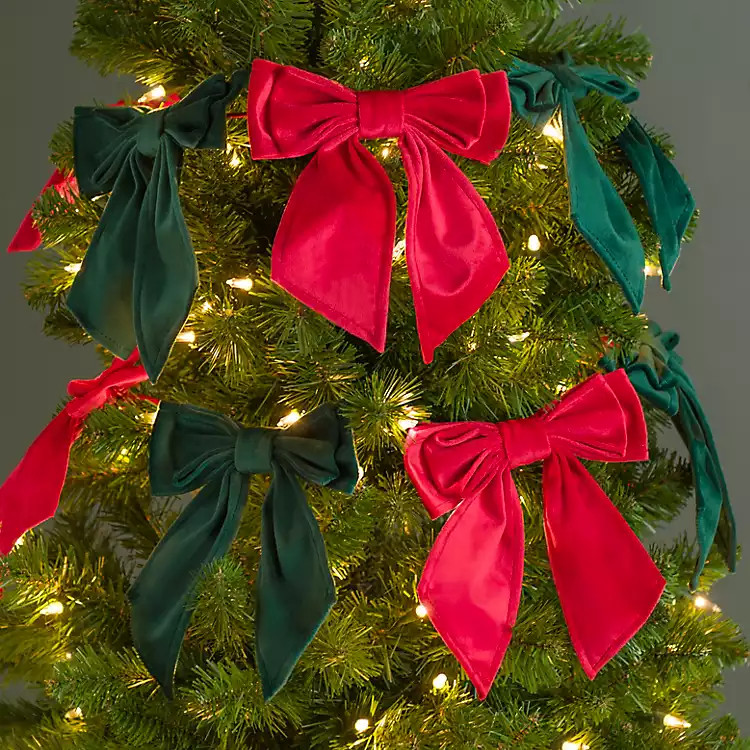 New! Red and Green Bow Christmas Tree Garland | Kirklands