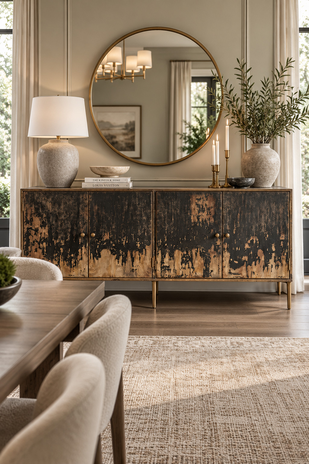 This distressed black and gold sideboard is honestly SUCH a cool statement piece 🖤✨ The artistic finish instantly adds drama and makes a dining room feel more custom and collected. Perfect if you want hidden storage that doesn’t look boring. Another standout from the Wayfair Warehouse Sale — up to 60% off. #AureliaSideboard #WayfairSale #BlackAndGoldDecor #StatementSideboard #LuxuryDiningRoom #FurnitureFinds #BuffetCabinet 

 #LTKSeasonal #LTKHome #LTKSaleAlert