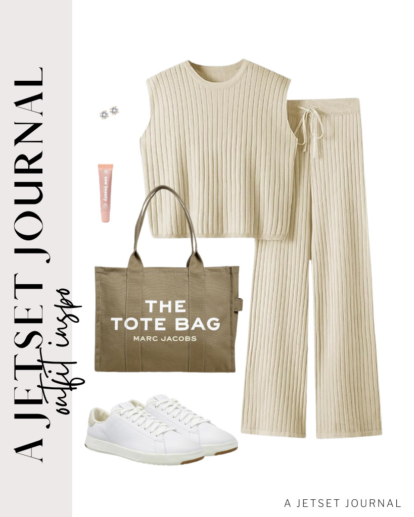 For your next outfit, wear this Imily Bela 2-piece ribbed-knit set with a pair of Cole Haan tennis sneakers. This Marc Jacobs tote bag and PAVOI earrings are a perfect way to style the fit.

#LTKSeasonal #LTKSaleAlert #LTKTravel
 

 