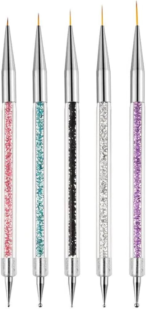 Nail Art Brushes, 5pcs Nail Liner Brushes Double-Ended Acrylic Nail Brush 5/7/10/12/15mm Nail Art... | Amazon (US)