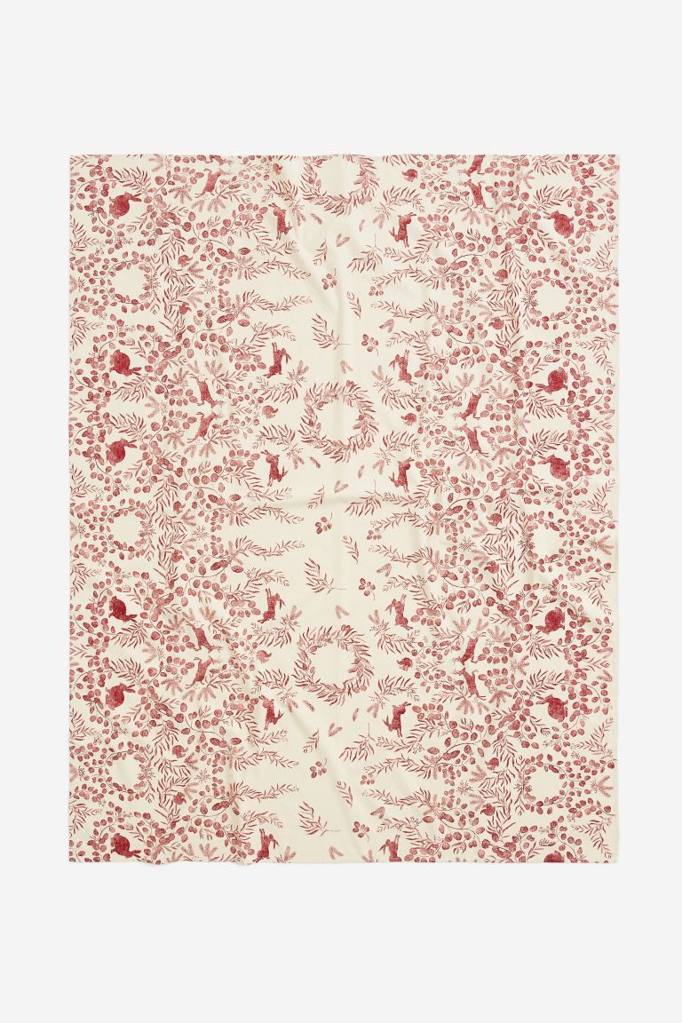 Mantel de algodón - Rojo/Floral - HOME | H&M ES | H&M (FR & ES & IT)
