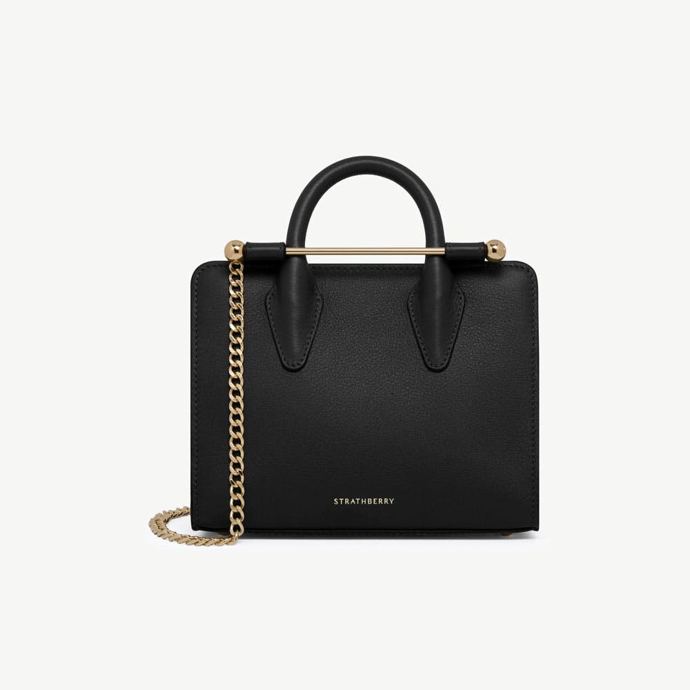 Strathberry - Nano Tote - Top Handle Leather Mini Tote Bag - Black | Strathberry