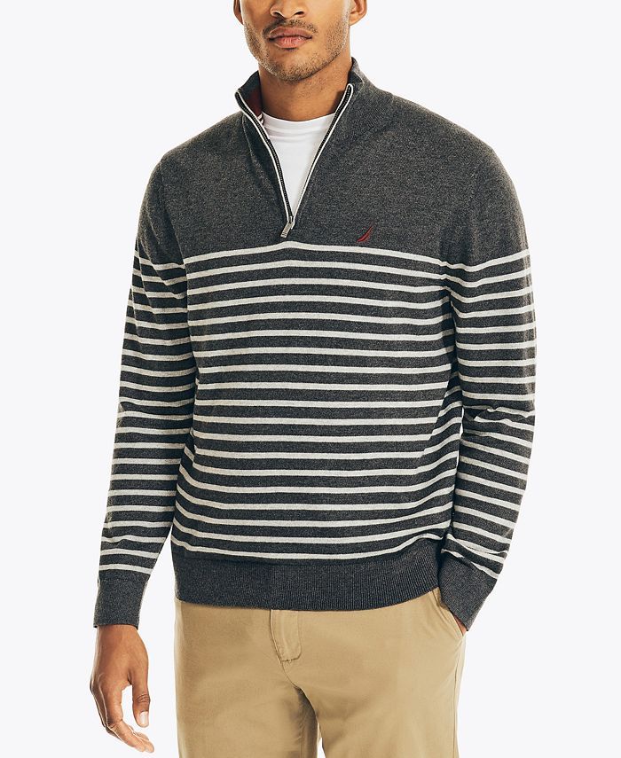 Nautica Men's Navtech Classic-Fit Stretch Stripe 1/4-Zip Sweater  & Reviews - Sweaters - Men - Ma... | Macys (US)