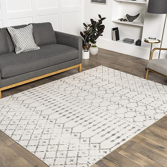 nuLOOM Moroccan Blythe Area Rug, 8' x 10', Grey/Off-white | Amazon (US)