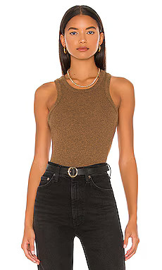 AGOLDE Bailey Rib Tank in Walnut Heather from Revolve.com | Revolve Clothing (Global)