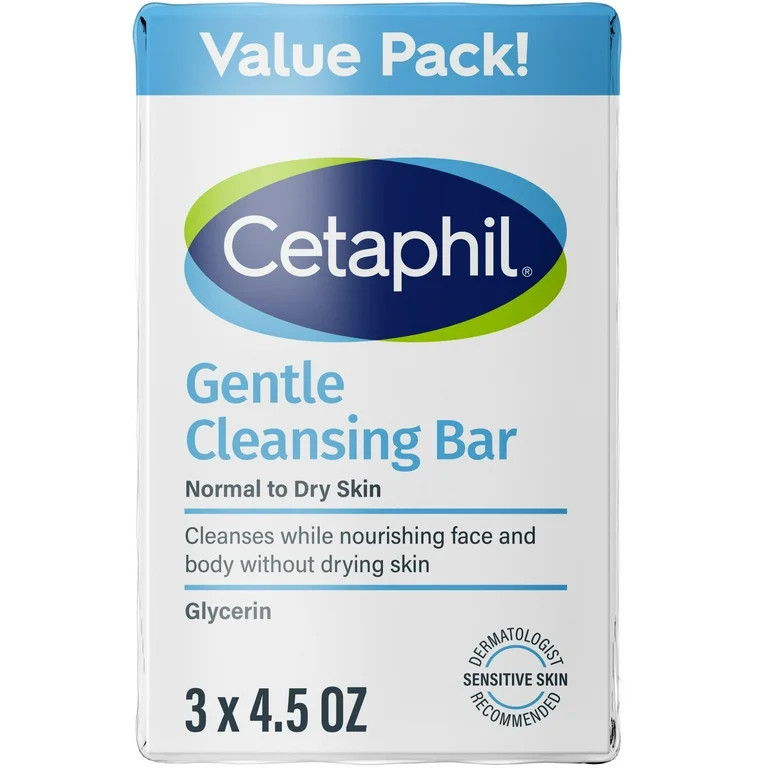 Cetaphil Gentle Face Cleanser and Body Wash Bar for Dry to Normal, Sensitive Skin Value Pack, 4.5... | Walmart (US)