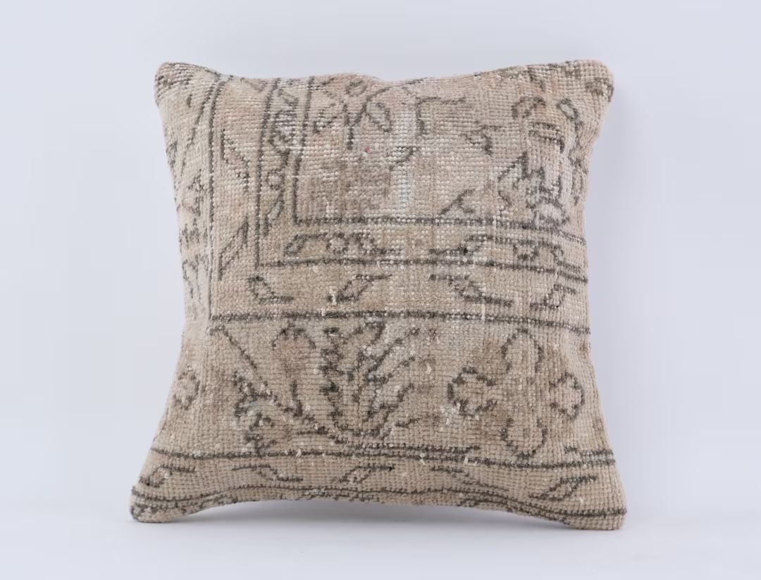 Textured Kilim Pillow, 16x16 Kilim Pillow, Turkish Kilim Pillow, Throw Pillow, Boho Pillow, Handm... | Etsy (US)