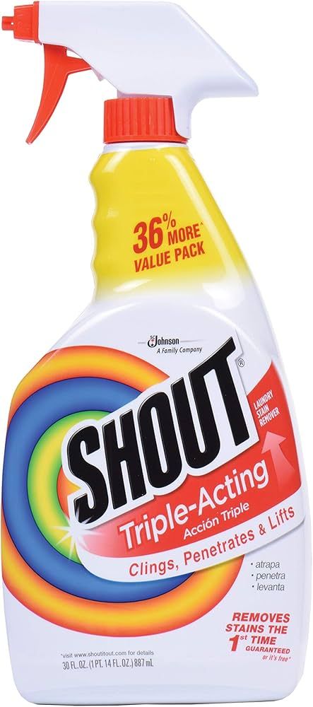 Shout Triple-Acting Laundry Stain Remover Spray Bottle for Everyday Stains, 30 fl oz Value Pack | Amazon (US)