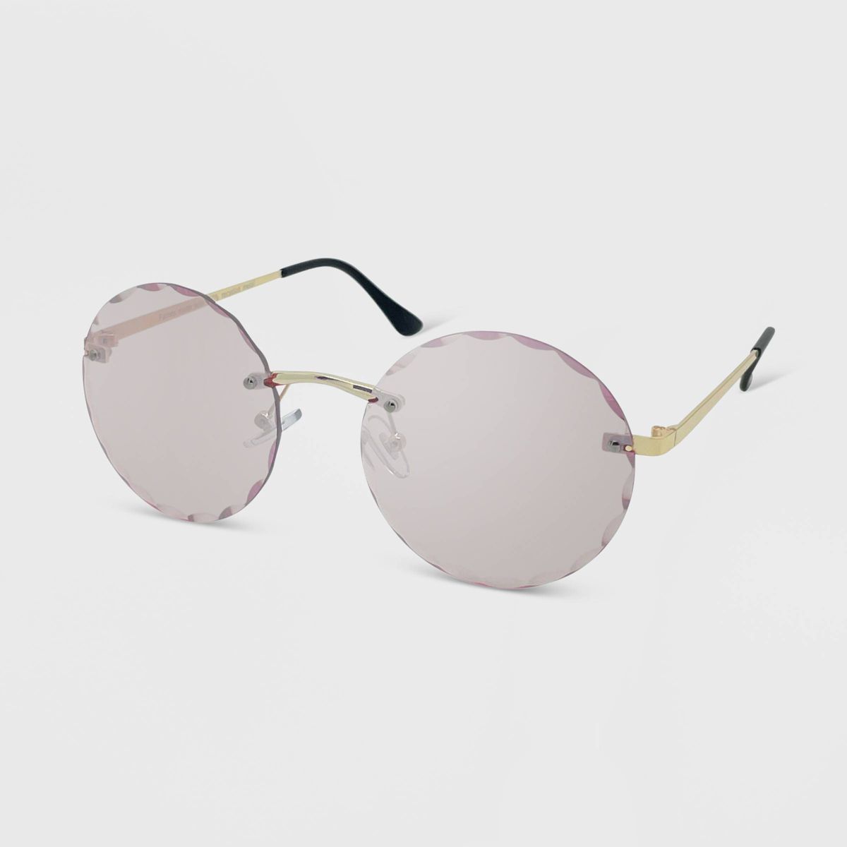 Women's Metal Rimless Beveled Mirror Round Sunglasses - Wild Fable™ Rose Gold | Target