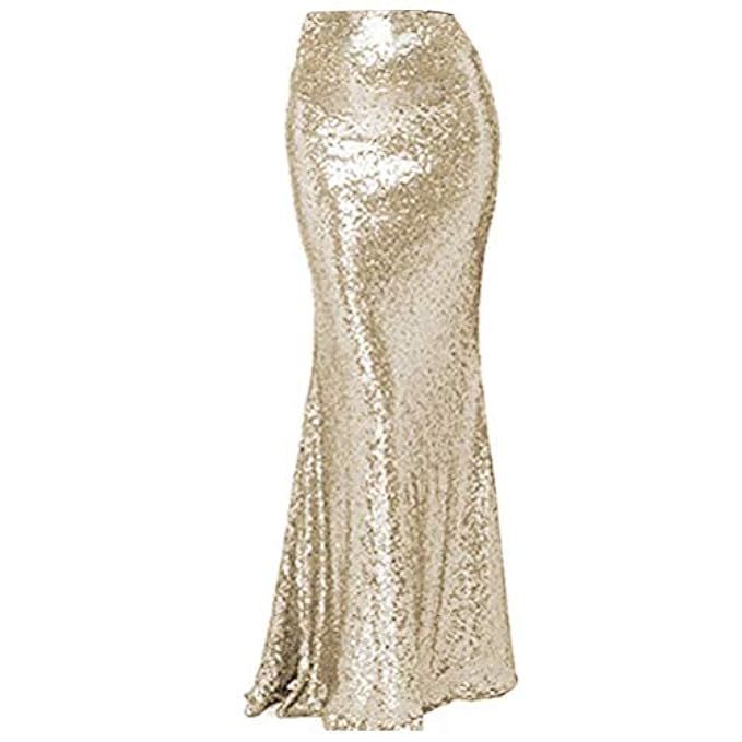 NaXY Simply Sequin Party Skirt Maxi Dresses for Prom Cocktail Party Evening Casual Dresses Skirt | Amazon (US)