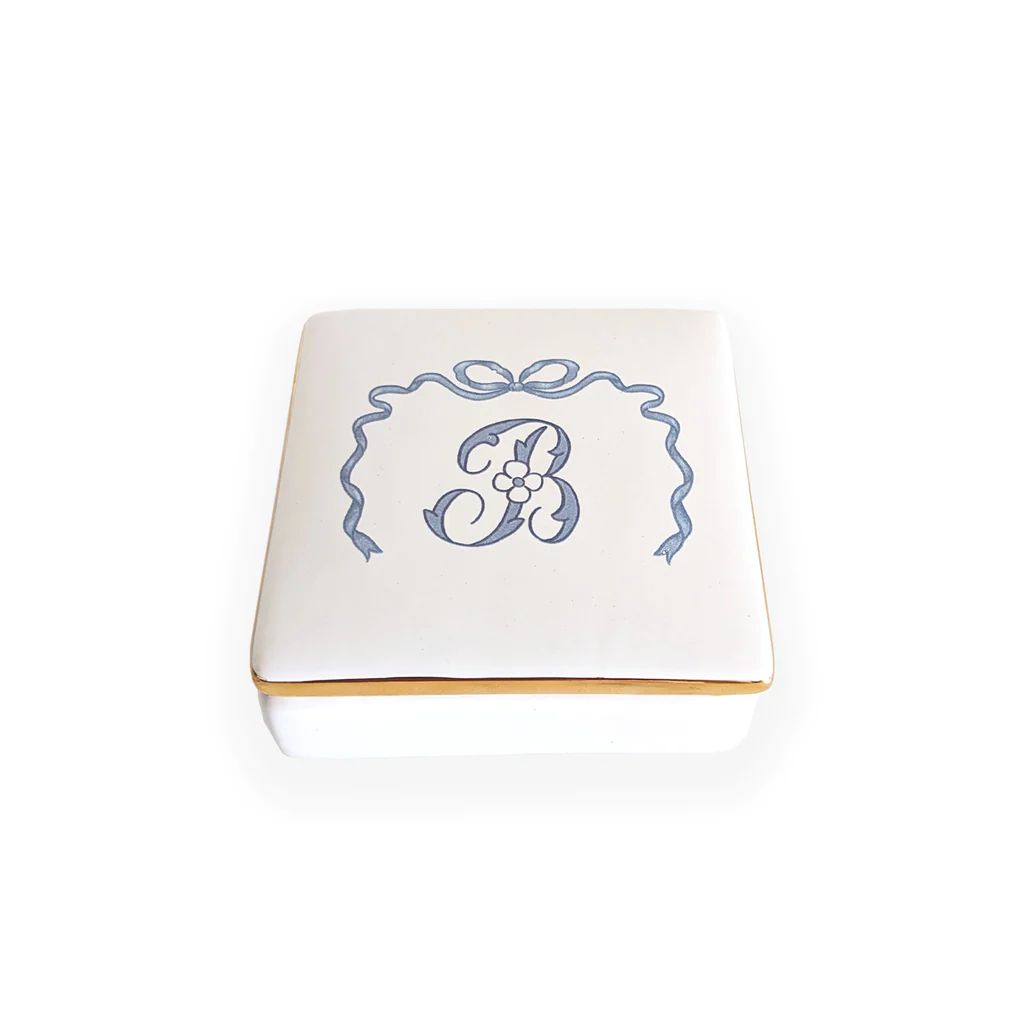 Lo Home x Chapple Chandler Keepsake Box with Bow, Monogram and 22K Gold Accent | Lo Home by Lauren Haskell Designs