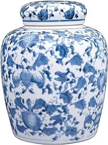 Decorative Ceramic Ginger Jar with Lid, Blue and White | Amazon (US)