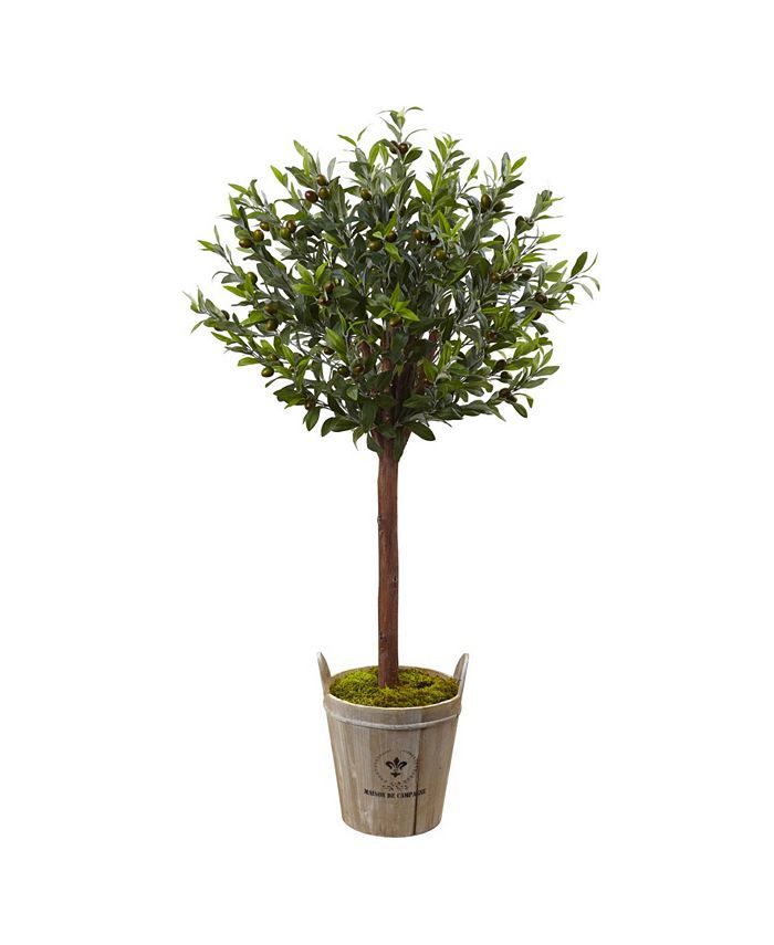 4.5' Olive Topiary Artificial Tree in European Barrel Planter | Macys (US)