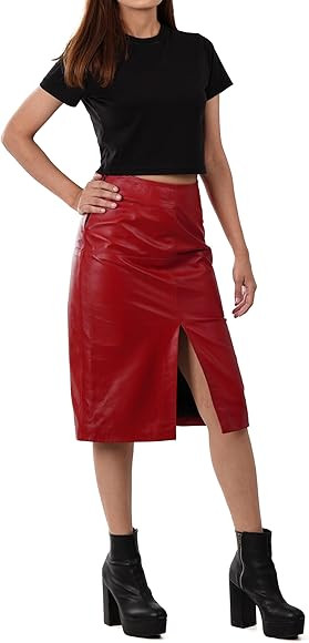 Decrum Real Leather Skirts for Women - Trendy Casual Womens Leather Skirt Fashionable | Amazon (US)