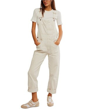 Free People Ziggy Square Neck Sleeveless Denim Cuffed Overalls | Dillard's | Dillard's