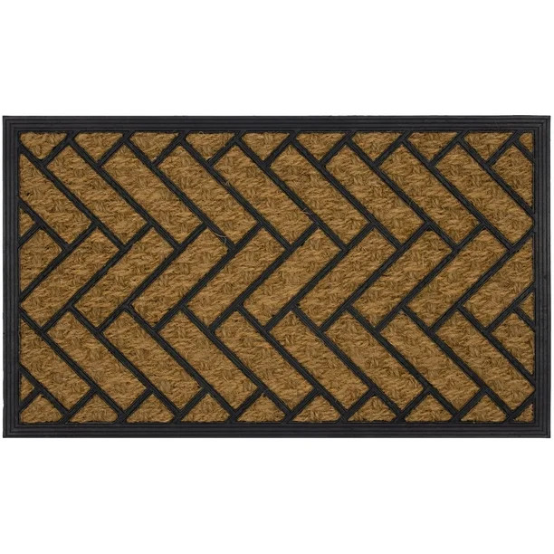 Mainstays Geometric Fret Rubber Coir Doormat, Brown and Black, 17.5" x 29.5" - Walmart.com | Walmart (US)