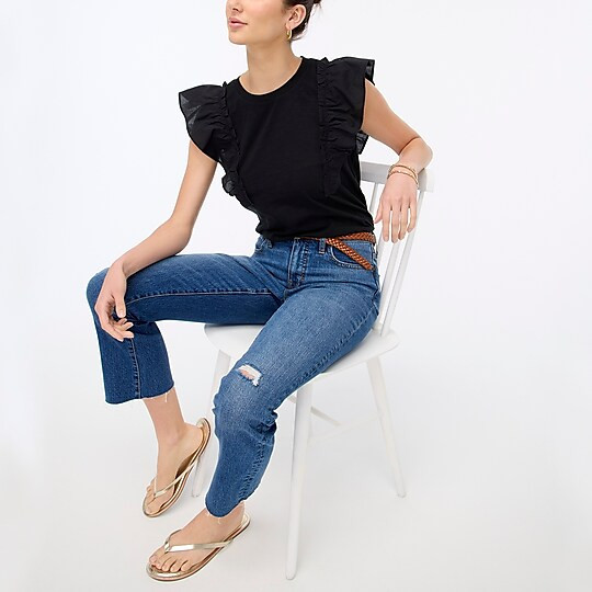 Poplin flutter-sleeve tee | J.Crew Factory