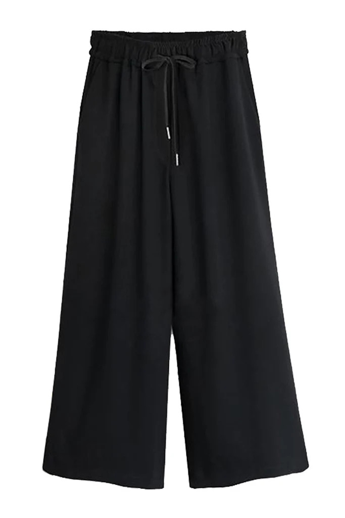 Black Wide Leg Chiffon Trousers | Goodnight Macaroon
