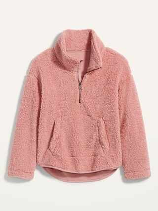Relaxed Cozy Sherpa Half-Zip Sweatshirt for Women | Old Navy (US)
