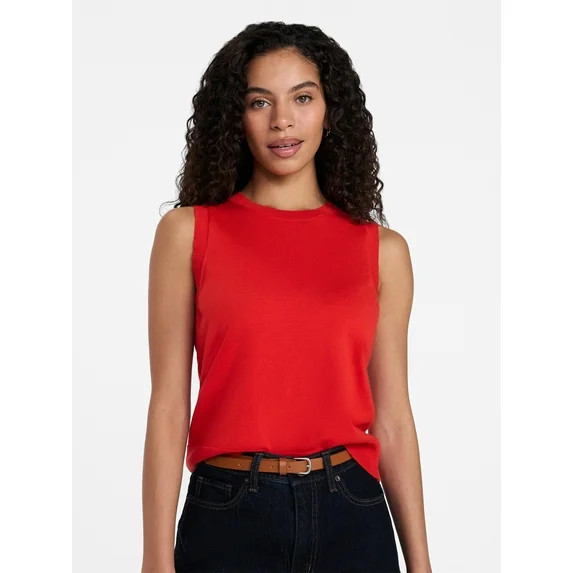 Time and Tru Women's Fine Gauge Sleeveless Sweater Shell, Lightweight, Sizes XS-XXXL - Walmart.co... | Walmart (US)