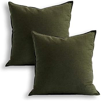 18"x18" Solid Cotton Linen Decoration Green Throw Pillow Case with Zipper Euro Sham Cushion Case ... | Amazon (US)