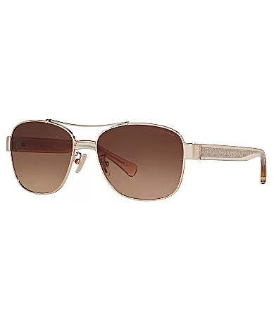COACH Women's HC7064 Signature Aviator Sunglasses - Gold Brown | Dillard's