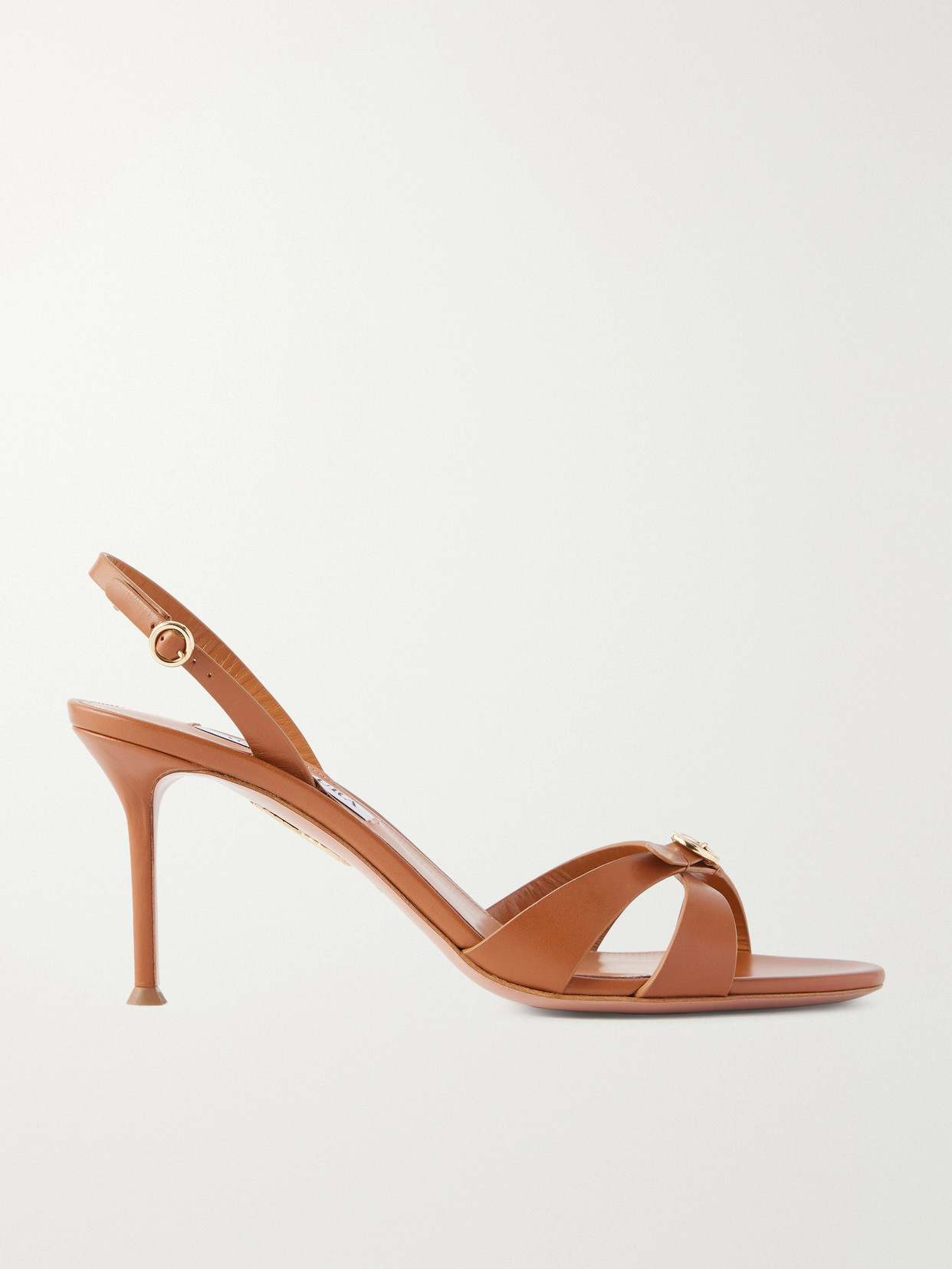 Aquazzura - Iza 75 Leather Slingback Sandals - Brown | NET-A-PORTER (US)
