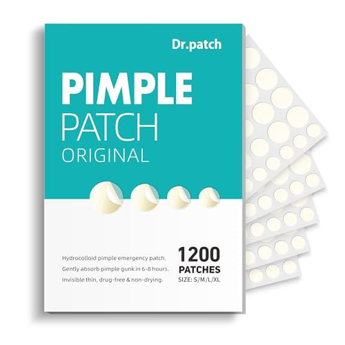 Dr.patch Pimple Patches for Face - 4 Size 1200 Counts Acne Patches, Hydrocolloid Patches for Covering Zits and Blemishes, Spot Stickers with Salicylic Acid, Tea Tree Oil & Calendula Oil | Amazon (US)