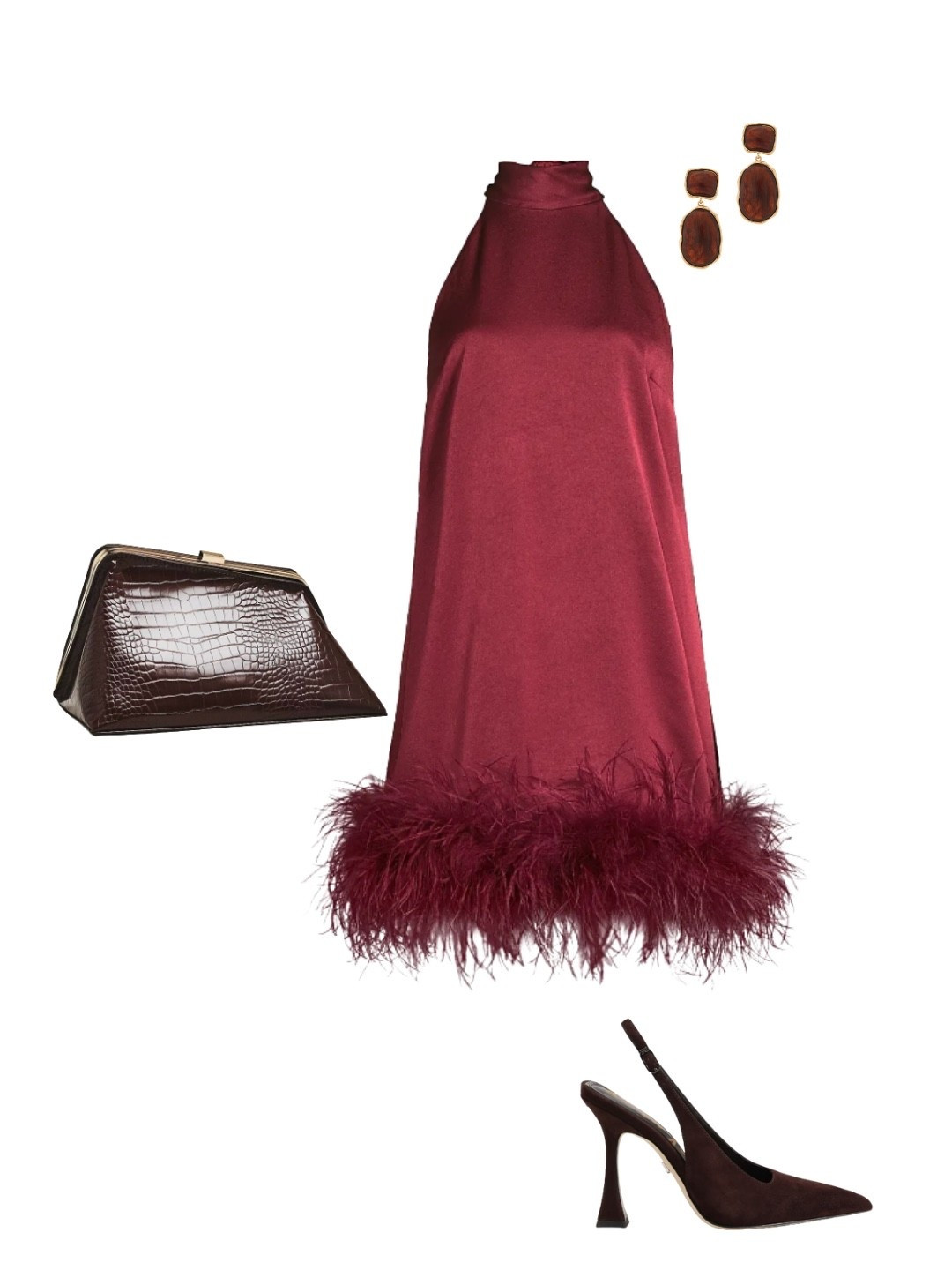 This maroon feather mini halter dress is the ultimate festive look for Christmas, Thanksgiving, holiday parties, or winter weddings. Paired with heels and fun jewelry, it’s super chic, playful, and perfect for standing out with style.

✨ Save this for your holiday outfit inspo & shop the look below!
#HolidayStyle #MaroonDress #FeatherDress #HolidayPartyLook #ChristmasOutfit #ThanksgivingStyle #LTKHoliday #LTKStyle #FestiveFashion #HolidayWedding

#LTKHoliday #LTKShoeCrush #LTKBeauty