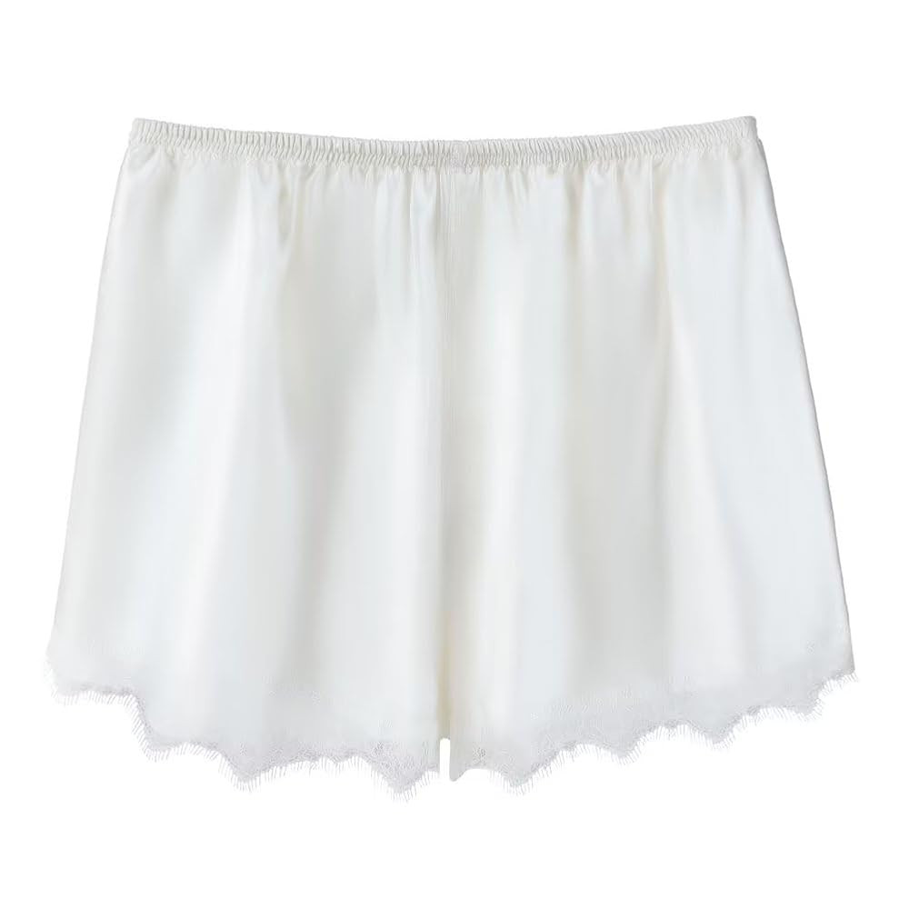Satin Shorts 100% Pure Mulberry Silk lace Trim French Knickers Lace Edge Satin Bloomer | Amazon (US)