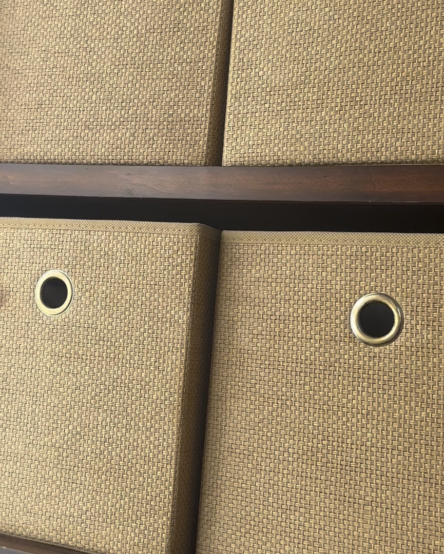 Hide the clutter with these beautiful linen-look storage boxes from @walmart! I painted the silver circles bronze. @shannonskiptomylife @walmartcreator 

#LTKFamily #LTKWatchNow #LTKHome