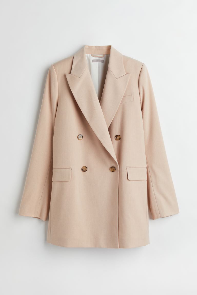 Slightly longer, relaxed-fit, double-breasted jacket in woven fabric. Pointed lapels, a chest poc... | H&M (US + CA)