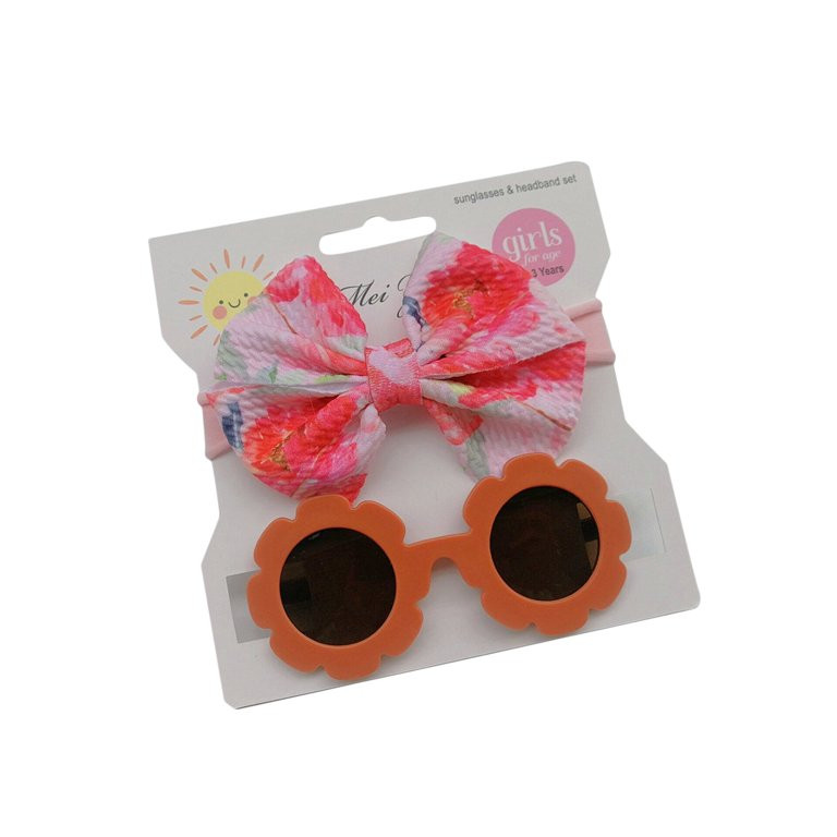 aturustex Kid Girls Sunglasses and Headband, Flower Shaped Frame UV Protection Eyewear with Print... | Walmart (US)