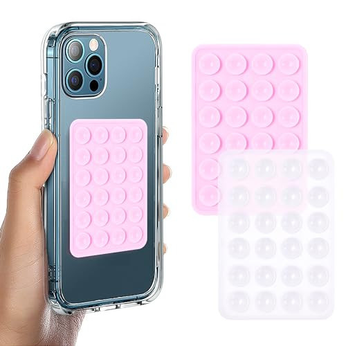 Suction Phone Case Mount, 2Pcs Silicone Phone Suction Grip Compatible with iPhone and Android Cases, Anti-Slip Hands-Free Mobile Accessory Holder, Sticky Phone Grip for Tiktok Videos and Selfies | Amazon (US)