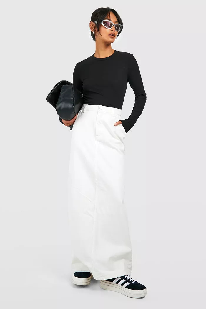 Split Back Denim Maxi Skirt | boohoo (US & Canada)