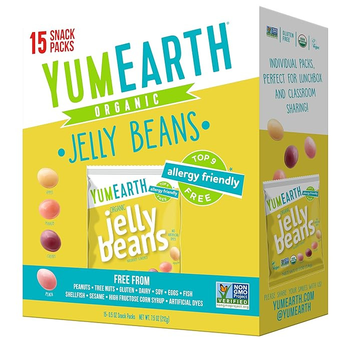 YumEarth Organic Jelly Beans - Fruity Candy Snack Packs, Gluten Free Snacks for Kids - Allergy Fr... | Amazon (US)