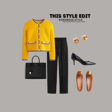 Workwear Style- Add a pop of coloured cardigan top with a dark trouser for the office.

Finish the look with the statement earrings

#LTKstyletip #LTKMostLoved #LTKworkwear